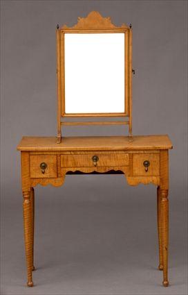 Appraisal: LATE FEDERAL FIGURED MAPLE DRESSING TABLE AND A DRESSING MIRROR