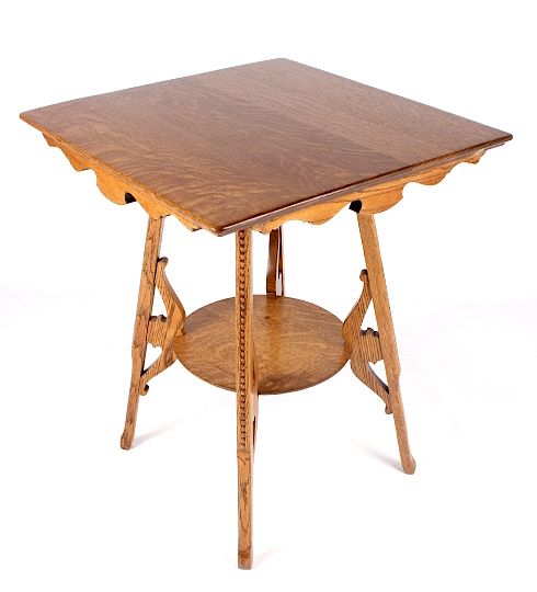 Appraisal: Early Quarter Sawn Oak Larry F Nonnast Game Table Up