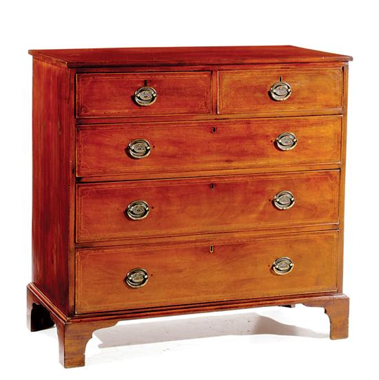 Appraisal: Georgian style inlaid mahogany chest of drawers circa rectangular top