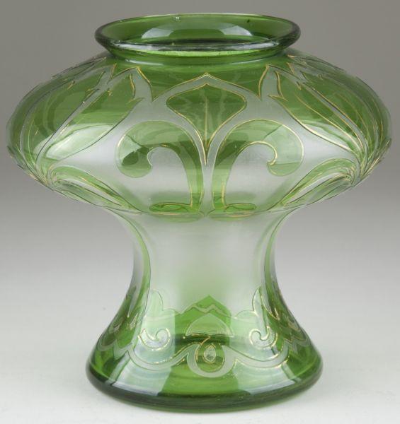 Appraisal: Honesdale Cameo Glass Vase the green overlay cut in an