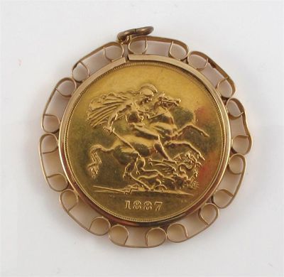 Appraisal: A gold mounted gold coin pendant