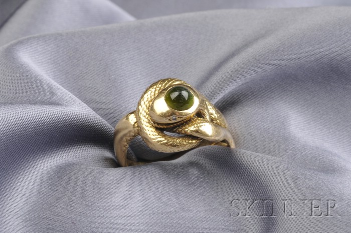 Appraisal: kt Gold and Green Tourmaline Snake Ring J E Caldwell