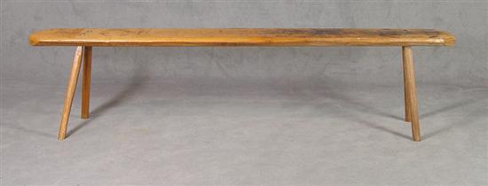 Appraisal: Primitive Bucket Bench Early th Century Riven hickory legs Poplar