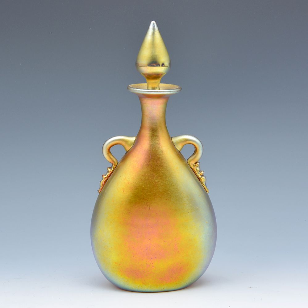 Appraisal: Steuben aurene perfume bottle Steuben aurene perfume bottle Measures appx