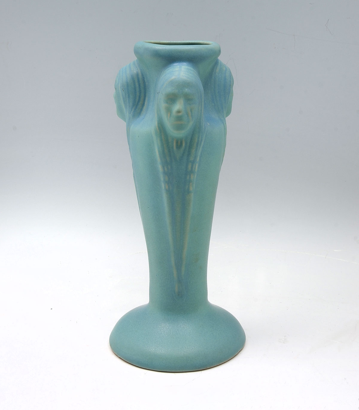 Appraisal: VAN BRIGGLE THREE INDIAN HEAD VASE LAMP BASE VASE Sea