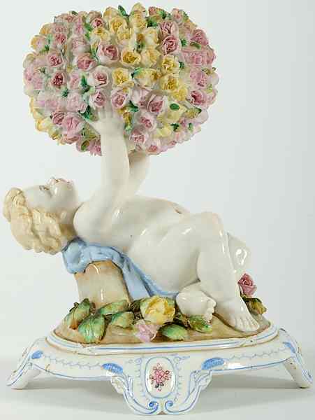 Appraisal: Dresden-Style Porcelain Figure Continental a Dresden-style porcelain figure of a