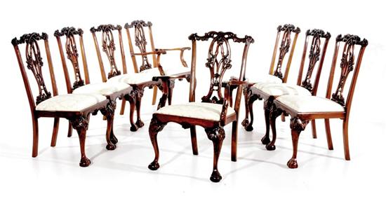 Appraisal: Chinese Chippendale style carved mahogany dining chairs set of eight