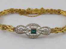 Appraisal: A Russian hallmarked gold emerald and diamond bracelet circa composed