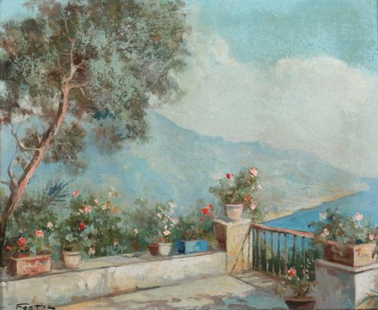 Appraisal: FORTIS Continental th century BALCONY ON THE MEDITERRANEAN signed lower