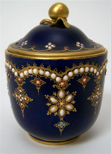 Appraisal: S VRES MUSTARD POT AND COVER LATE TH CENTURY with