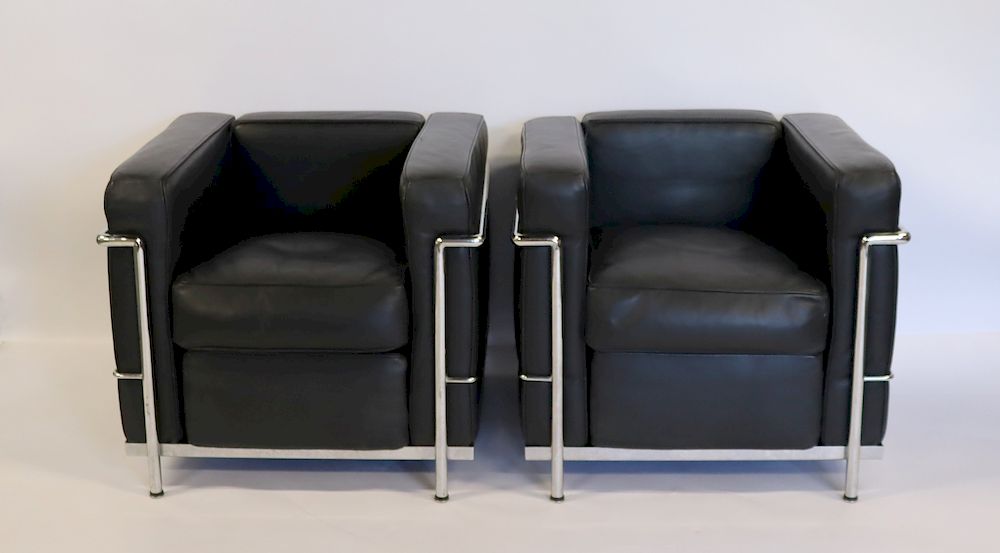 Appraisal: Pr Le Corbusier Design LC Chairs Great quality with hide