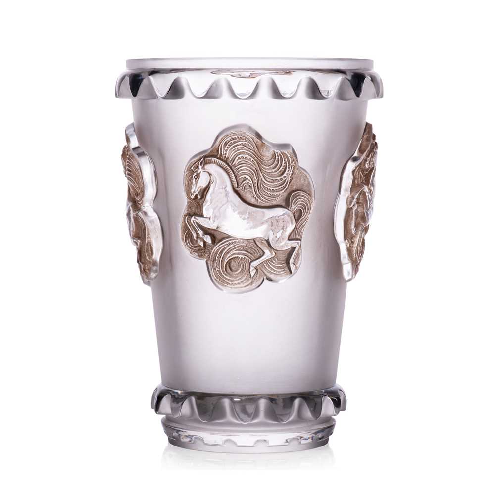 Appraisal: REN LALIQUE FRENCH - CAMARGUE VASE NO - designed clear