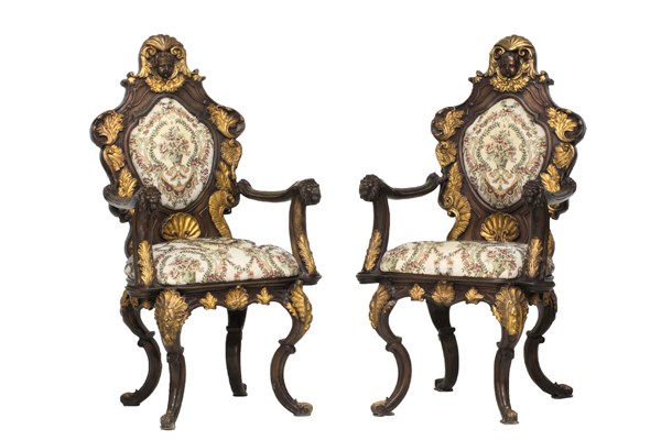 Appraisal: A pair of North Italian Baroque Revival parcel gilt bronze