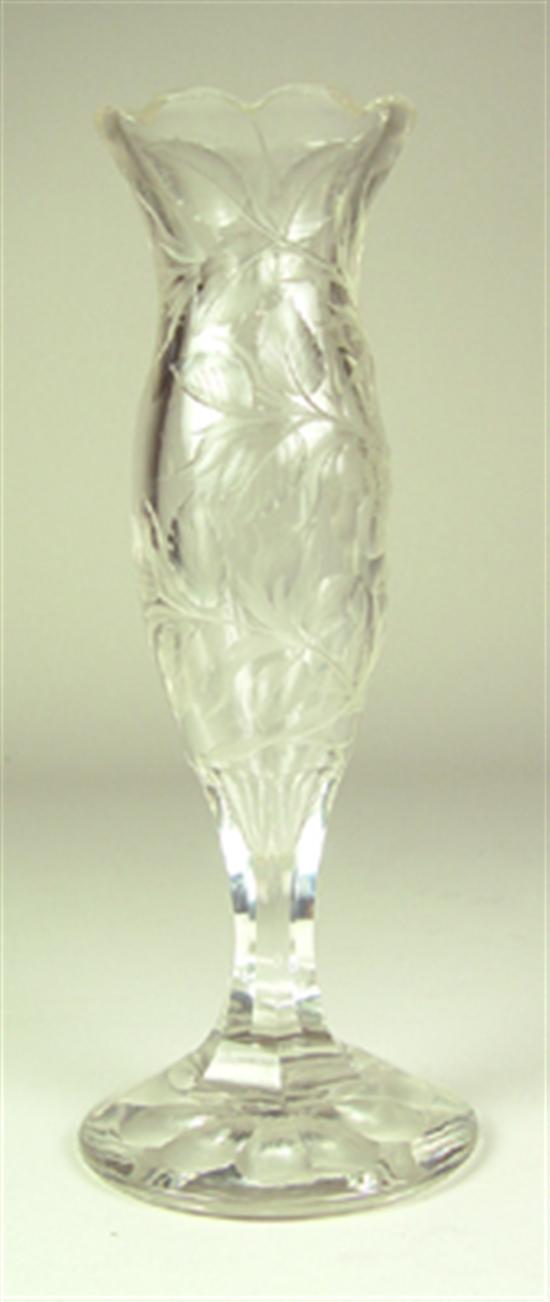 Appraisal: Tuthill Cut Glass Vase Circa 's Signed Tuthill Crystal Wild