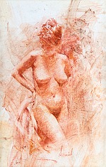 Appraisal: Richard Schmid Nudeconte crayon on paper x sight in