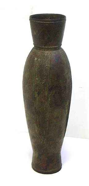 Appraisal: A Japanese patinated metal baluster vase with raised rope pattern