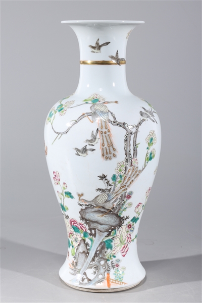 Appraisal: Chinese famille rose enameled porcelain vase with birds and flowers