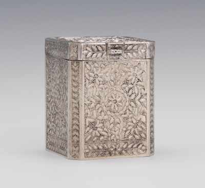 Appraisal: Small Silver Box with Floral Relief Designs Silver box with