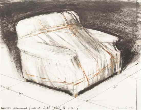 Appraisal: Christo and Jeanne-Claude American b Wrapped Armchair color lithograph edition