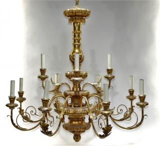 Appraisal: Italian Plaster Gilt Tole Arm Chandelier ITALY CIRCA An Italian