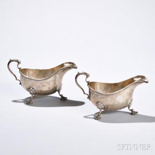 Appraisal: Pair of George V Sterling Silver Sauceboats London - Adie