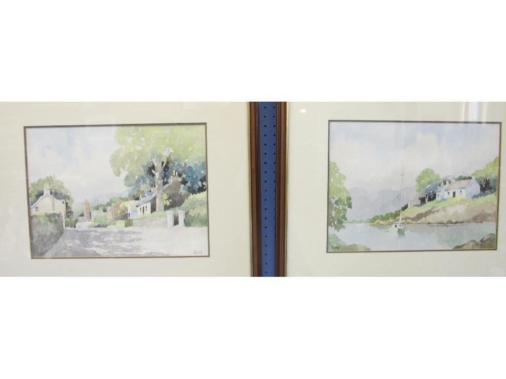 Appraisal: Pair of watercolours by L Russell of a loch scene