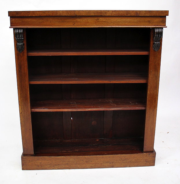 Appraisal: A FLOOR STANDING MAHOGANY DWARF BOOKCASE with three shelves and