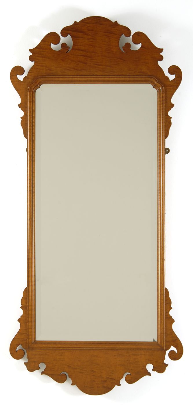 Appraisal: WALLACE NUTTING CHIPPENDALE-STYLE LOOKING GLASS In curly maple with beveled