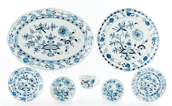 Appraisal: Meissen porcelain dessert service and platter Blue Onion pattern consisting