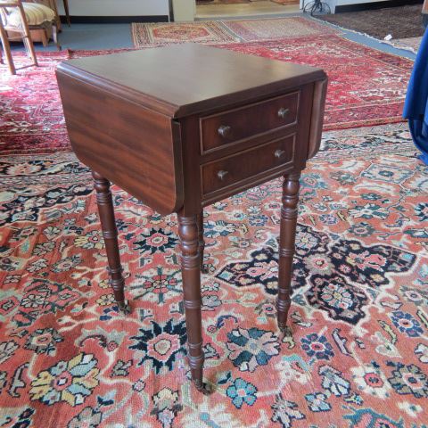 Appraisal: Mahogany Dropside Work Stand double drawer