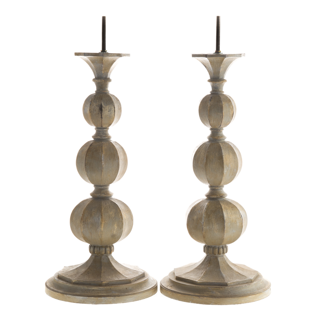 Appraisal: Pair Italian lamp bases th century painted wood baluster form