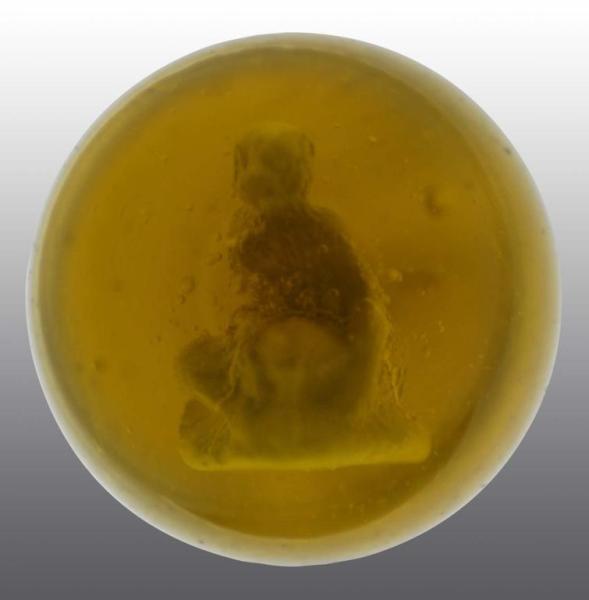 Appraisal: Sulphide Amber Seated Monkey Marble Description Original surface Rare figure