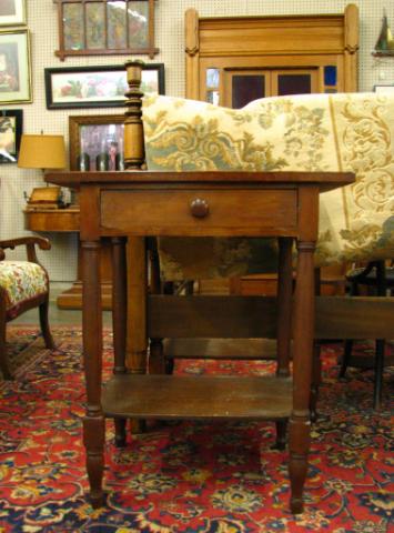 Appraisal: Antique Poplar One Drawer Stand with turned legs and replaced