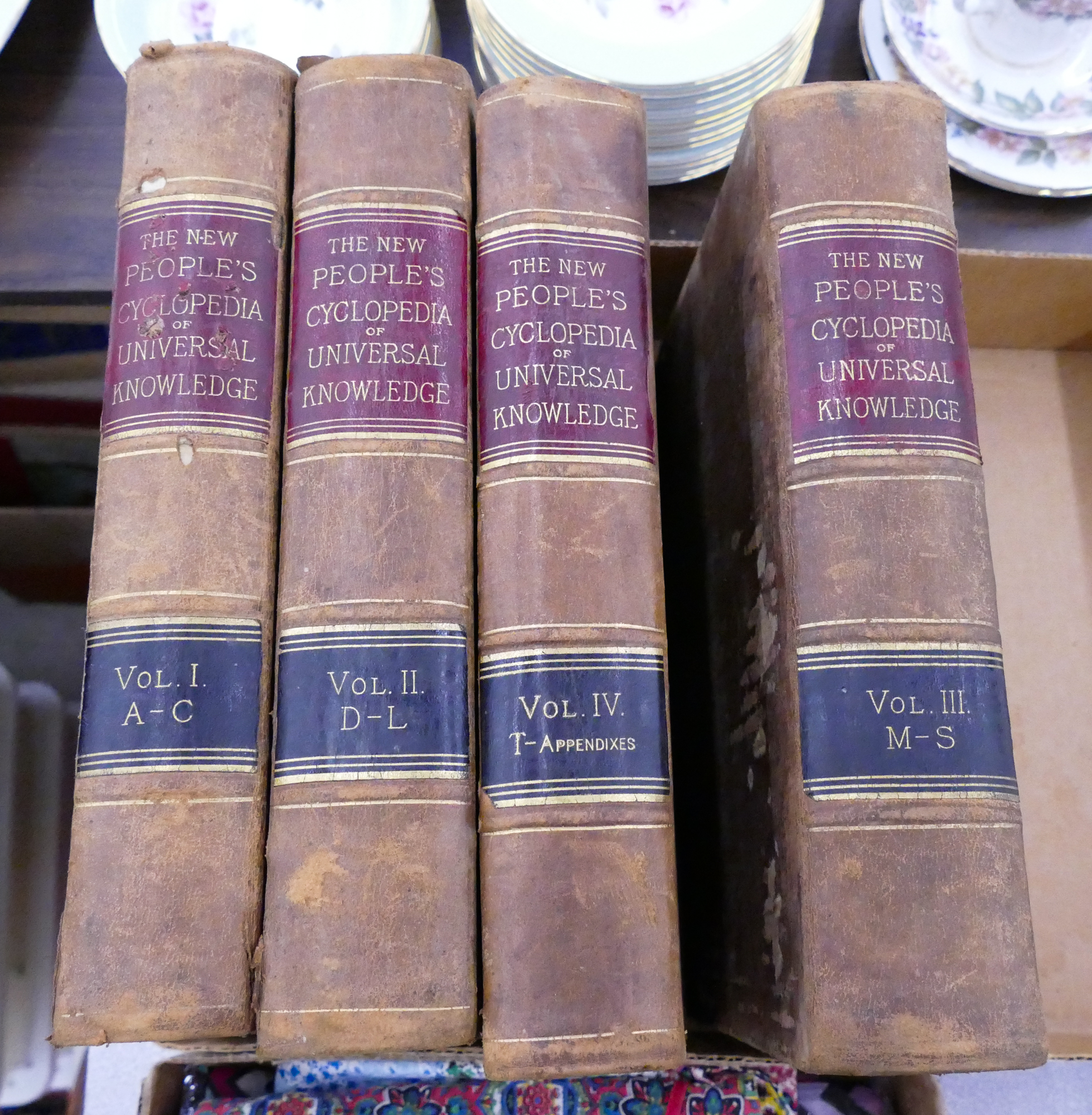 Appraisal: Volume Antique Leather Bound People's Encyclopedia Book Set