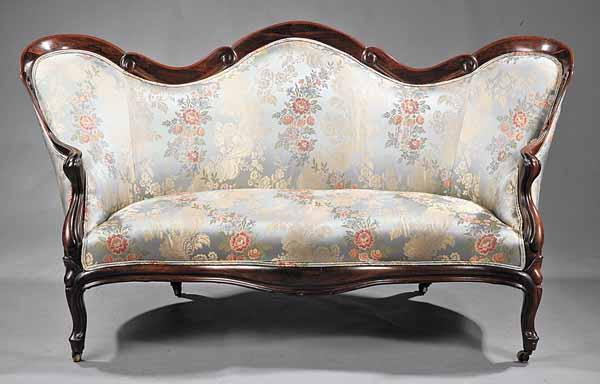 Appraisal: An American Rococo Laminated and Rosewood Sofa mid- th c