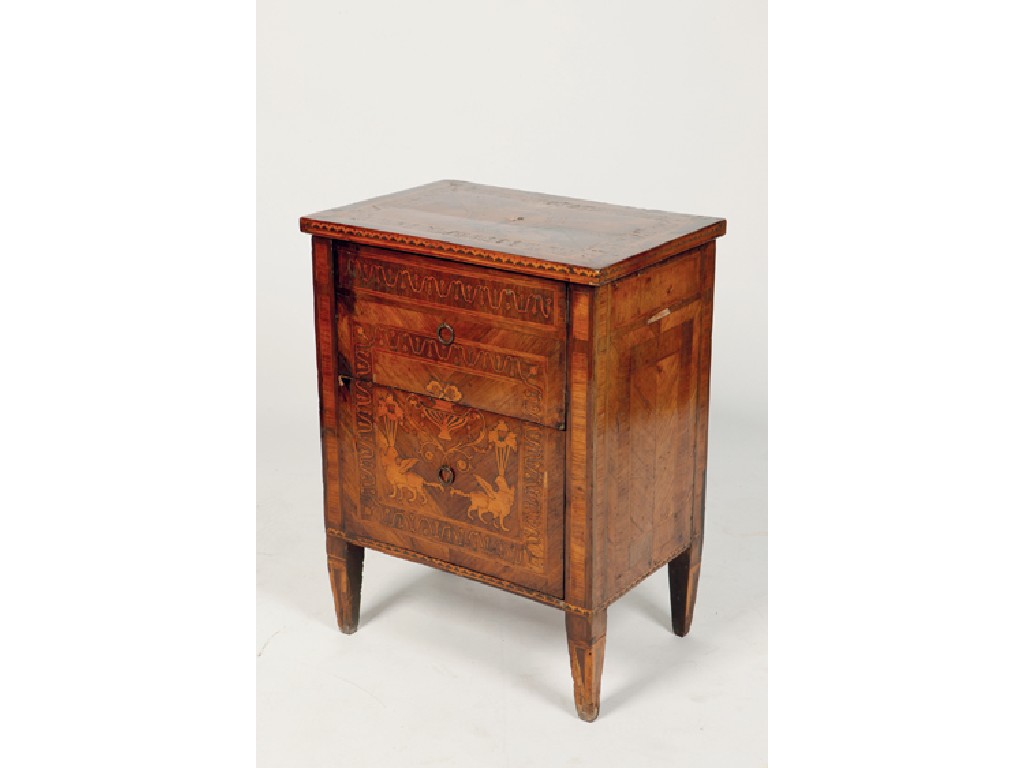 Appraisal: AN TH CENTURY ITALIAN MARQUETRY SIDE CABINET the rectangular top