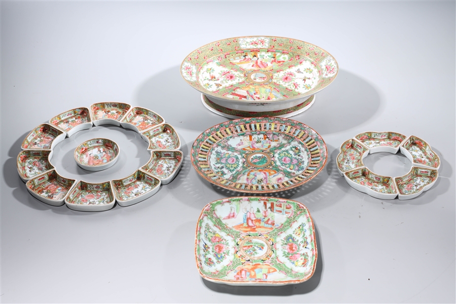 Appraisal: Group of Chinese rose medallion porcelains including a footed platter