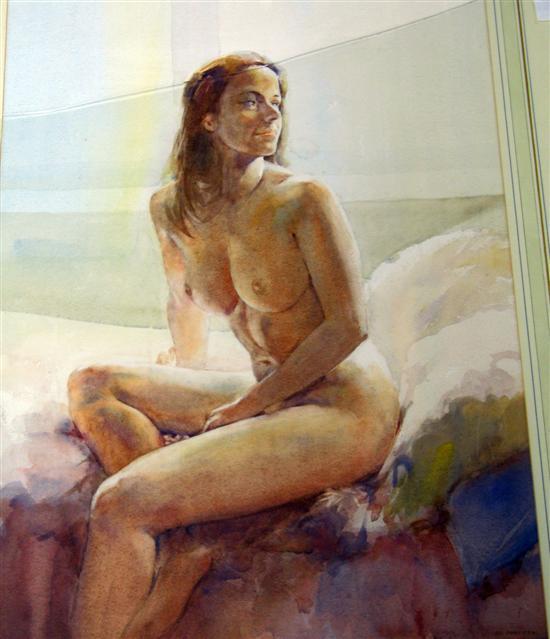 Appraisal: Wilfred G May watercolour of seated female nude signed and