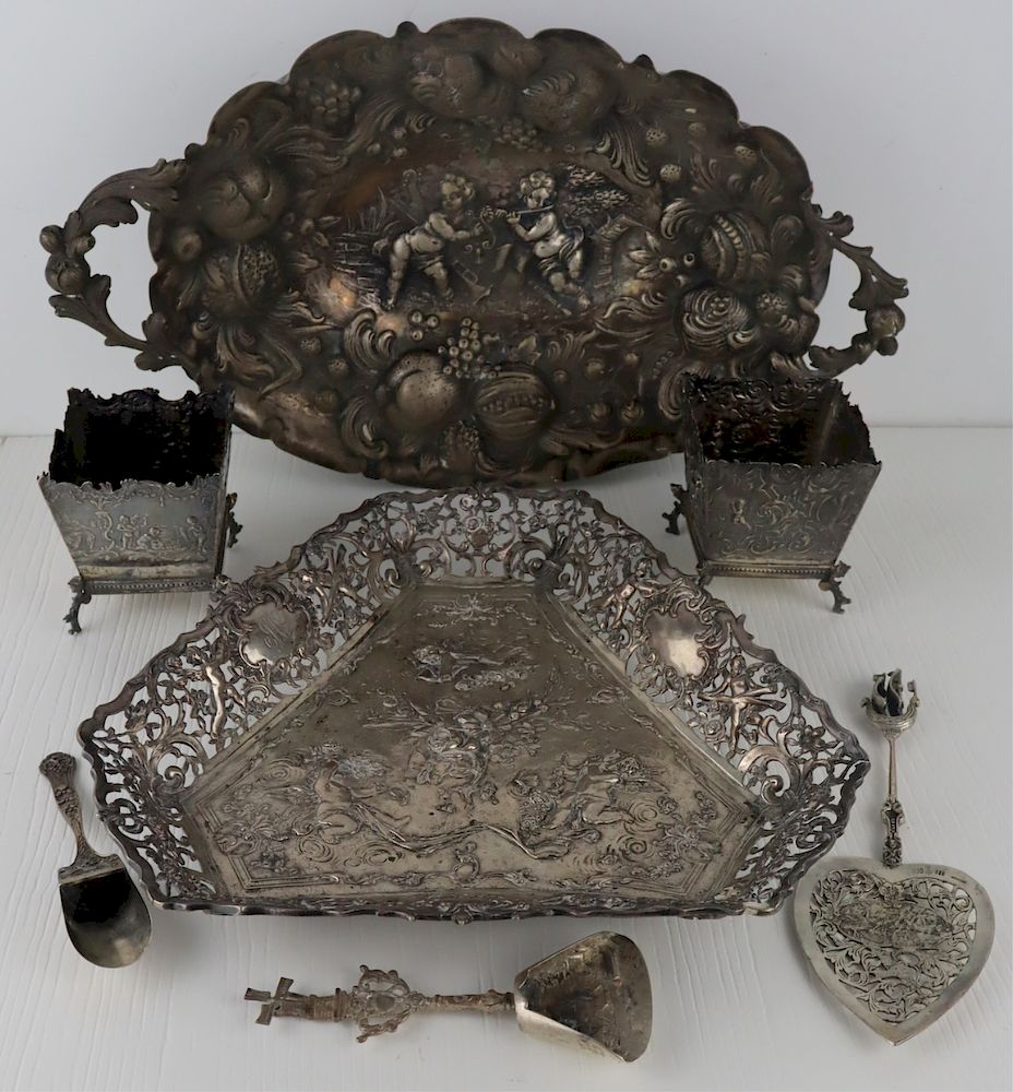 Appraisal: SILVER Assorted Dutch Hollow Ware Grouping Includes a pair of