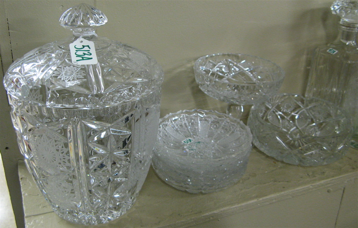 Appraisal: EIGHT PIECES OF CONTINENTAL CUT CRYSTAL including a covered punch