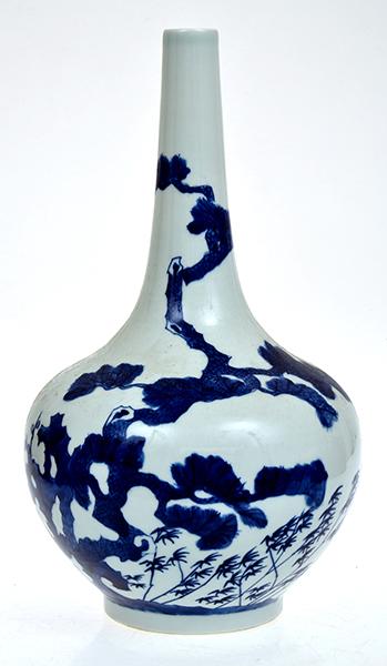 Appraisal: CHINESE BLUE AND WHITE BOTTLE VASE IN THE KANGXI STYLE