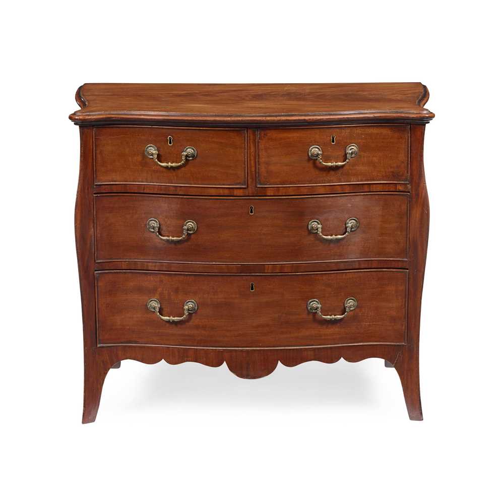 Appraisal: GEORGE III MAHOGANY SERPENTINE CHEST OF DRAWERS TH CENTURY the