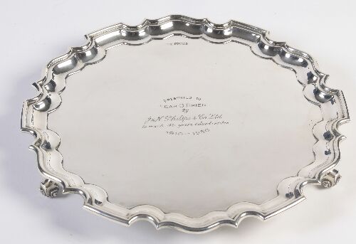 Appraisal: A circular salver by Walker and Hall Sheffield of circular