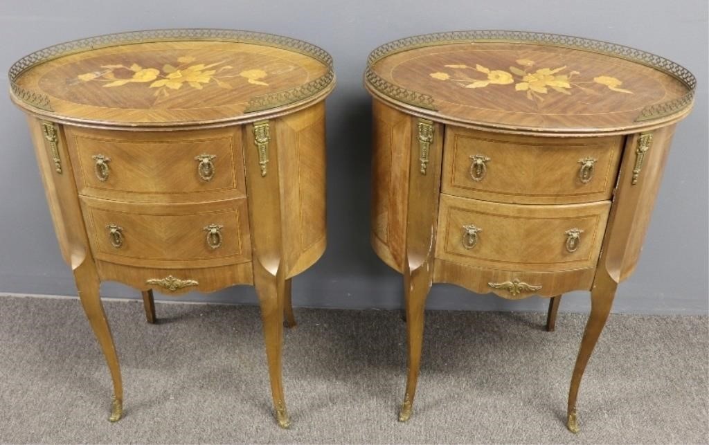 Appraisal: Pair of Italian fruitwood oval end cabinet th c with