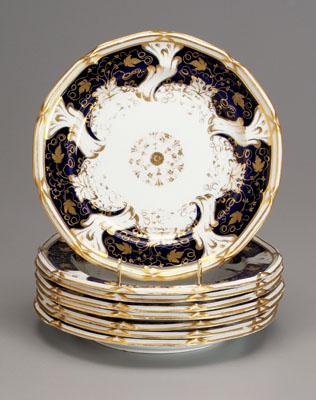 Appraisal: Set of eight plates rich cobalt borders with gilt highlights