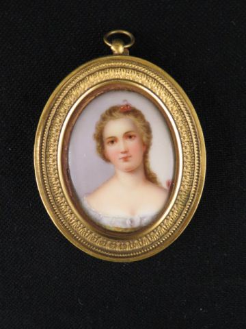 Appraisal: Miniature Painting on Porcelain of Young Lady image area x