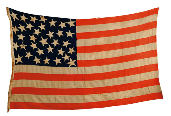 Appraisal: AMERICAN CIVIL WAR STAR FLAG x Accompanying papers with this