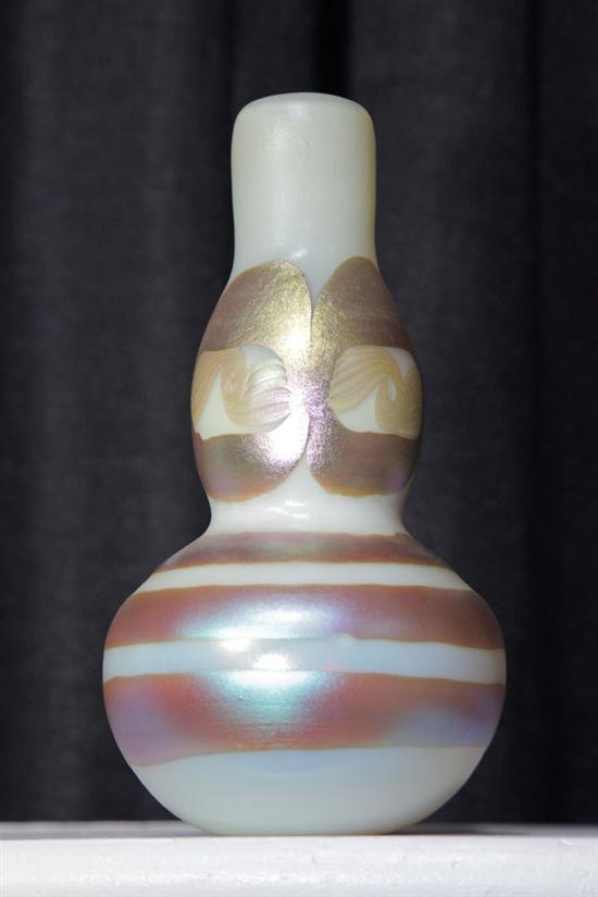 Appraisal: L C TIFFANY FAVRILE VASE Double gourd form with iridescent