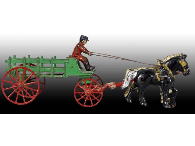 Appraisal: Lot of Cast Iron Horse-Drawn Wagon Toys Description Green Each