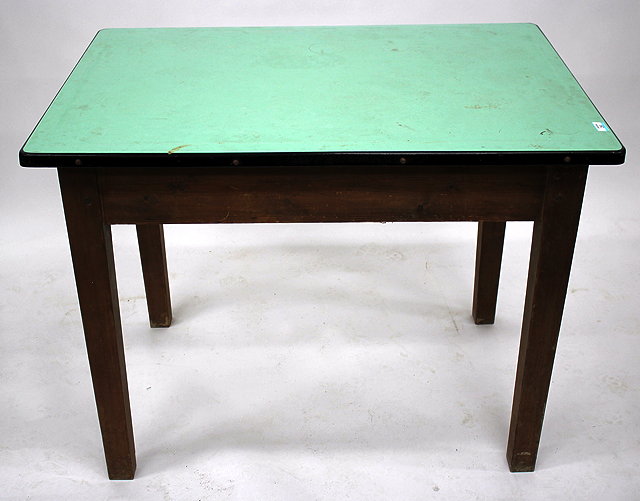 Appraisal: AN EARLY TH CENTURY PINE KITCHEN TABLE the rectangular enamelled